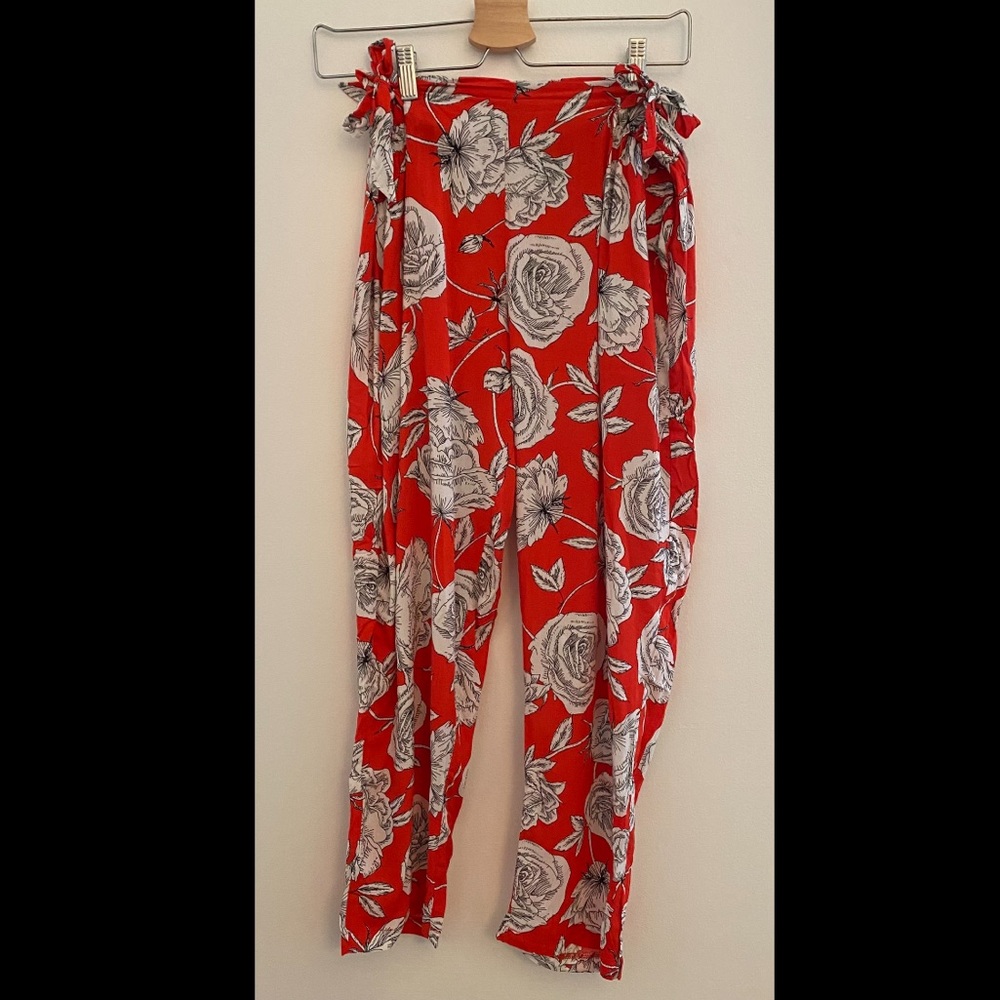 Bold Print Pants with Tie Details